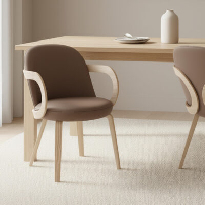 Alternative view of Celest Dining/Lounge Chair, Set of 2 in Dark Taupe and Natural