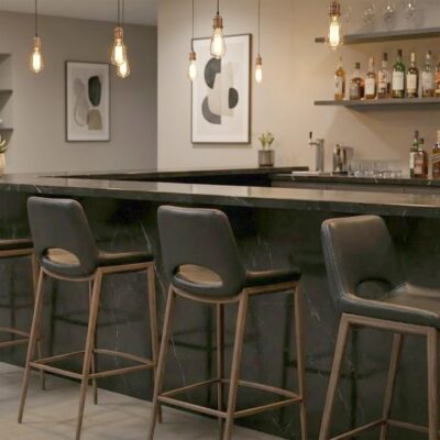 Alternative view of Icona 30" Bar Stool in Black Seat and Walnut Base