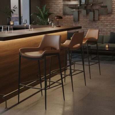 Alternative view of Icona 30" Bar Stool in Saddle Seat and Black Base