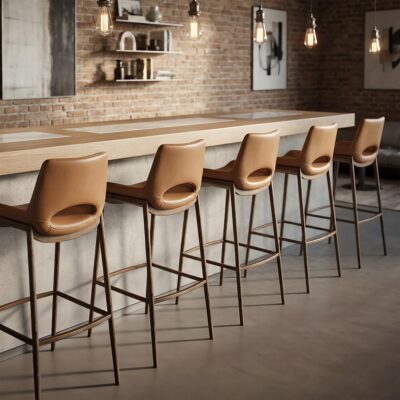 Alternative view of Icona 30" Bar Stool in Saddle Seat and Walnut Base