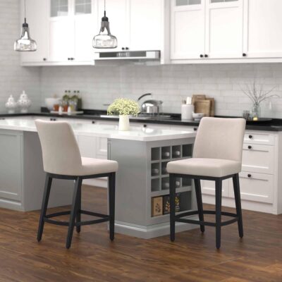 Alternative view of Jace 26" Counter Stool, Set of 2, in Beige Fabric and Black