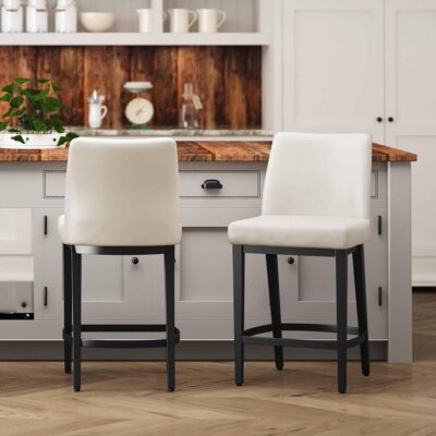 Alternative view of Jace 26" Counter Stool, Set of 2, in Beige Faux Leather and Black
