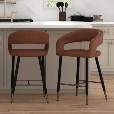 Alternative view of Crimson 26" Counter Stool, set of 2, in Saddle and Black