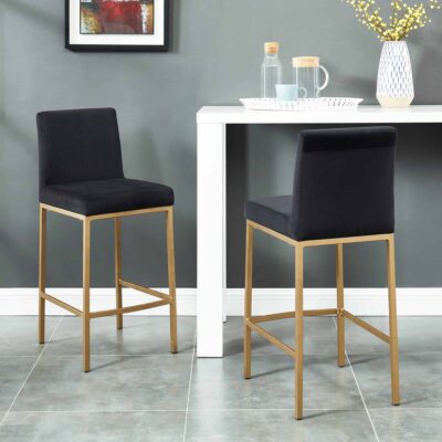 Alternative view of Diego 26" Counter Stool, Set of 2 in Black and Aged Gold Leg
