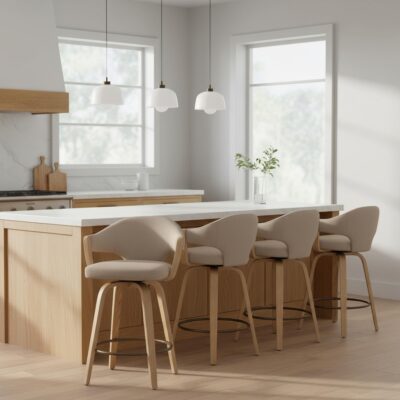 Alternative view of Freya 26" Counter Stool with Swivel, Set of 2 in Toffee and Natural