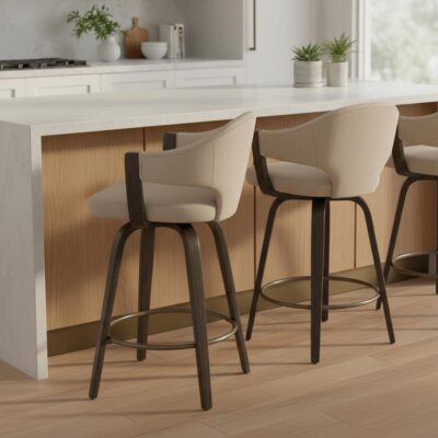 Alternative view of Freya 26" Counter Stool with Swivel, Set of 2 in Toffee and Walnut