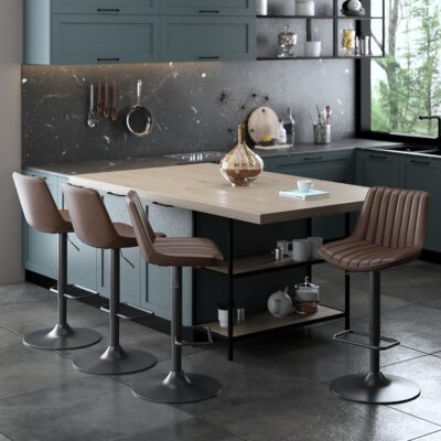 Alternative view of Kosi Adjustable Air-Lift Stool, set of 2, in Brown and Black