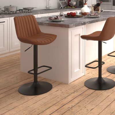 Alternative view of Kosi Adjustable Air-Lift Stool, Set of 2 in Saddle and Black