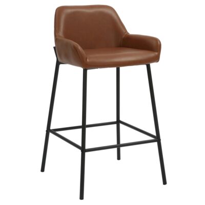 Baily 26" Counter Stool, PU, Set of 2 in Saddle and Black