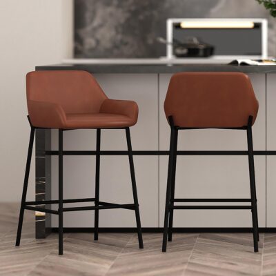 Alternative view of Baily 26" Counter Stool, PU, Set of 2 in Saddle and Black