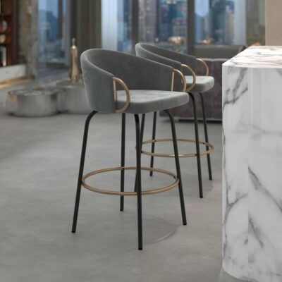 Alternative view of Lavo 26" Counter Stool, Set of 2 in Grey and Black and Gold