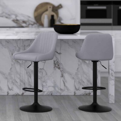 Alternative view of Kron Adjustable Height Air-Lift Swivel Stool, Set of 2, in Grey Fabric