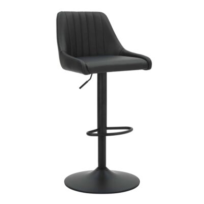 Kron Adjustable Height Air-Lift Swivel Stool, Set of 2, in Black Faux Leather