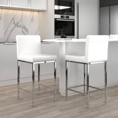 Alternative view of Porto 26" Counter Stool, Set of 2 in White and Chrome