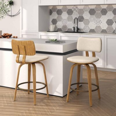 Alternative view of Zuni 26" Counter Stool with Swivel in Beige Fabric and Natural