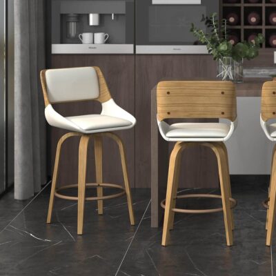 Alternative view of Hudson 26" Counter Stool with Swivel in Beige Fabric and Natural