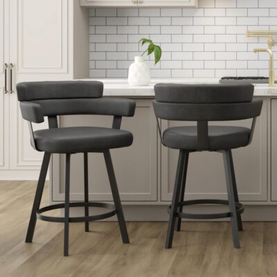 Alternative view of Oberon 26" Counter Stool with Swivel, set of 2 in Charcoal and Black