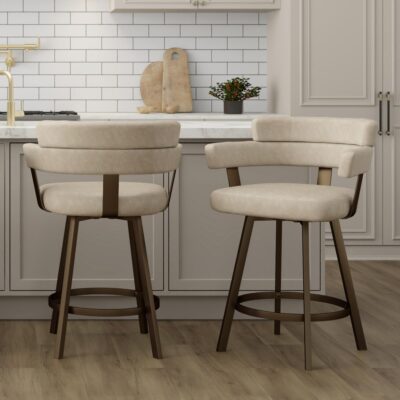 Alternative view of Oberon 26" Counter Stool with Swivel, set of 2 in Vintage Ivory and Aged Gold