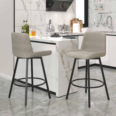 Alternative view of Fern 26" Counter Stool, set of 2, with Swivel in Grey Fabric and Black