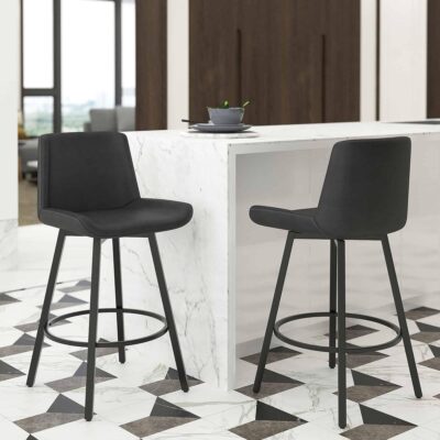 Alternative view of Fern 26" Counter Stool, set of 2, with Swivel in Vintage Charcoal Faux Leather and Black