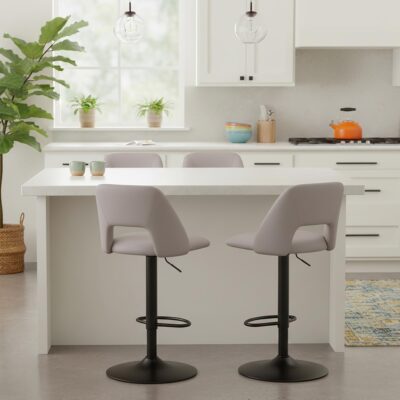 Alternative view of Adler Adjustable Height Stool, set of 2 in Beige and Black