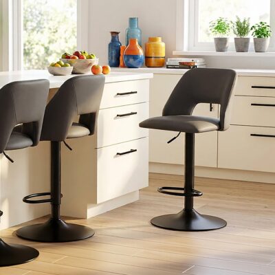 Alternative view of Adler Adjustable Height Stool, set of 2 in Black