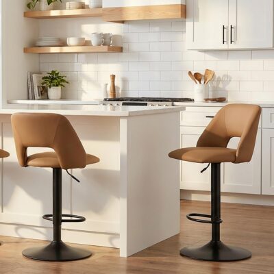 Alternative view of Adler Adjustable Height Stool, set of 2 in Tan and Black