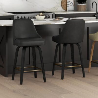 Alternative view of Oakley 26" Counter Stool w/Swivel, Set of 2 in Charcoal & Black