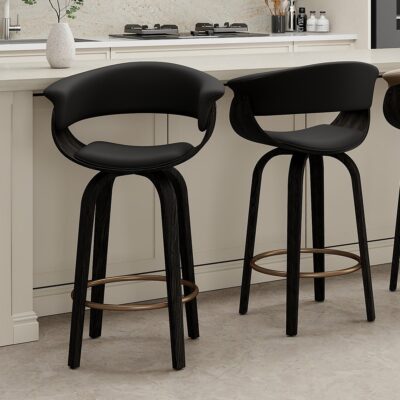 Alternative view of Holt 26" Counter Stool with Swivel, set of 2 in Black and Walnut