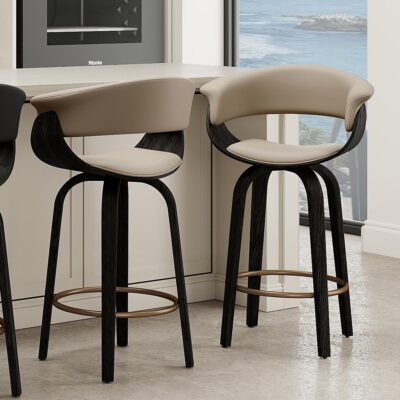 Alternative view of Holt 26" Counter Stool with Swivel, set of 2 in Mushroom and Walnut