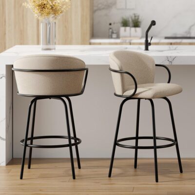 Alternative view of Kalani 26" Counter Stool w/Swivel, Set of 2 in Warm Grey & Black