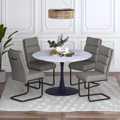 Zilo/Brodi 5pc Dining Set in Black Table with Charcoal Chair