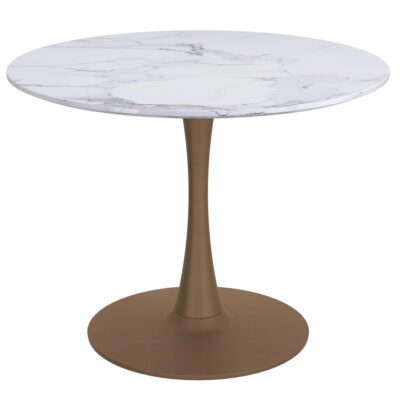 Alternative view of Zilo/Olis 3pc Dining Set in Faux Marble and Gold with Beige Chair