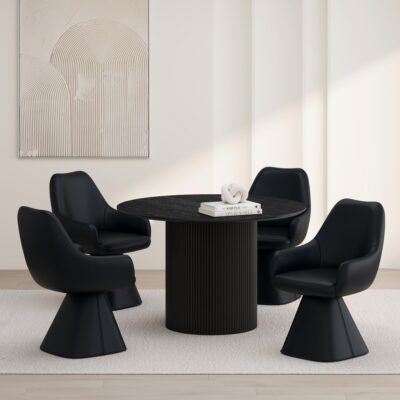 Tovas/Caprese 5pc Dining Set - Black Table with Black Chair