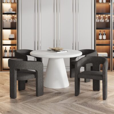 Galio/Amara 5pc Dining Set - White Table with Charcoal Chair
