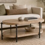 Johar Oval Coffee Table in Natural and Black - Image 2