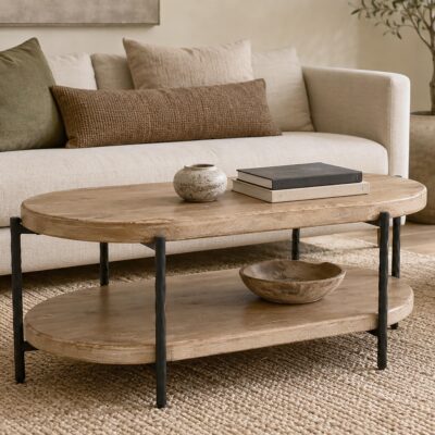 Alternative view of Johar Oval Coffee Table in Natural and Black