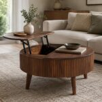 Balark Round Lift-Top Coffee Table in Walnut - Image 2