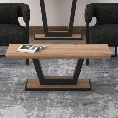 Alternative view of Forna Rectangular Coffee Table in Natural and Black