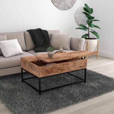 Alternative view of Ojas Lift-Top Coffee Table in Natural Burnt and Black