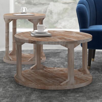 Alternative view of Avni Round Coffee Table in Distressed Natural