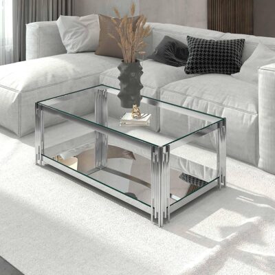 Alternative view of Estrel Rectangular Coffee Table in Silver
