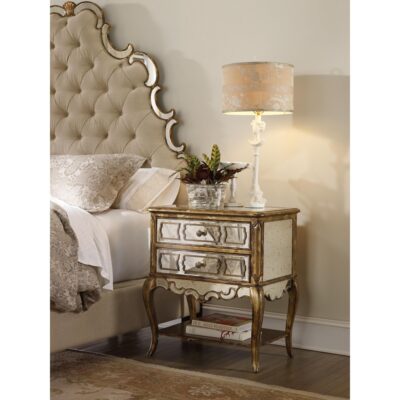 Alternative view of Sanctuary Mirrored Leg Nightstand-Bling