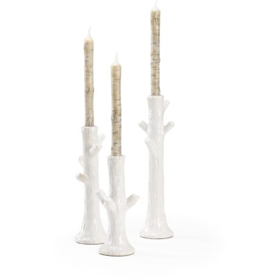 Faux Bois Candlesticks - White (S3)