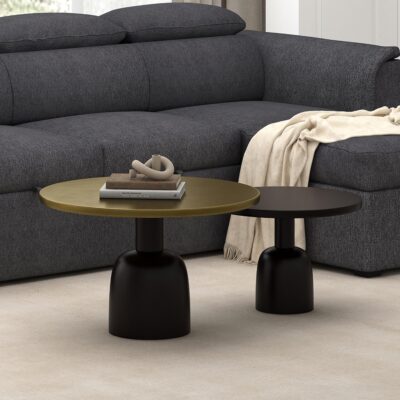 Alternative view of Adira 2pc Round Coffee Table Set in Antique Gold and Black