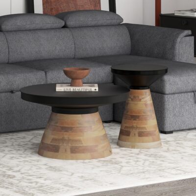 Alternative view of Boden 2pc Coffee Table Set in Black with Walnut