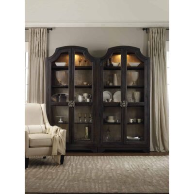 Alternative view of Sanctuary Glass Bunching Curio-Ebony Antiqued Oak