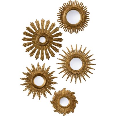 Set of Five Gold Starburst Mirrors