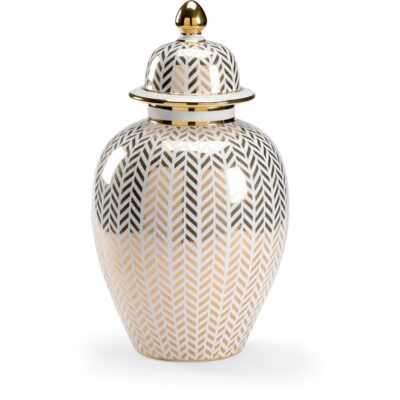 Herringbone Coverd Urn - Gold