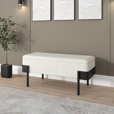 Alternative view of Odell Storage Bench in Ivory & Black